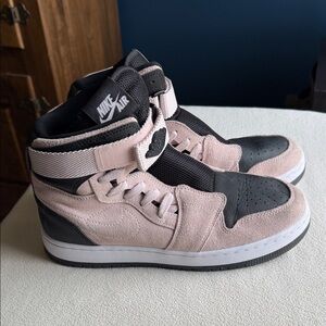 Nike Air Jordan 1 Mid Pink and Black Suede/Leather, “barely rose”, sz 9.